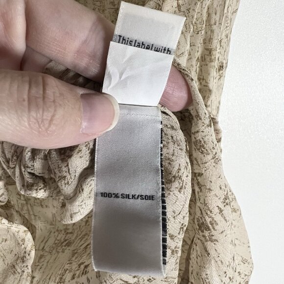Diane von Furstenberg Beige Brown Sheer Shirt Blouse 100% Silk Sz 4 Designer - Picture 6 of 10
